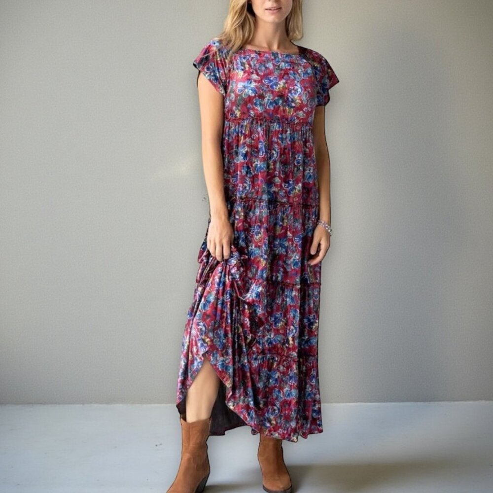 NATURAL LIFE Women's Velvet Tiered BERKELEY Maxi Dress XL